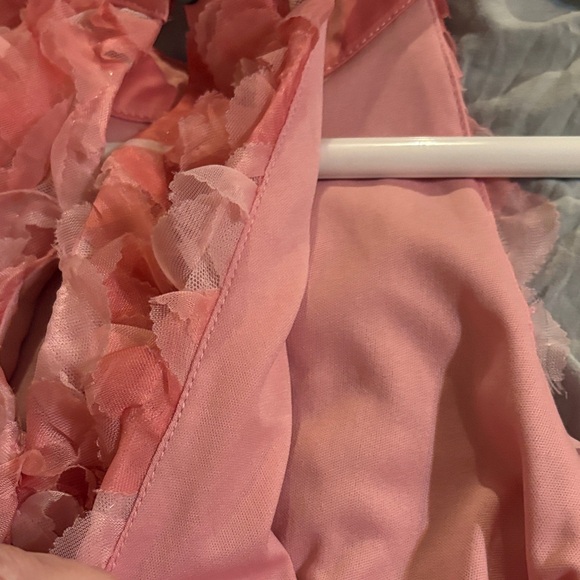 She + Sky Pink Rosette Mini Dress Halter 3D flowers Small EUC - Picture 9 of 12